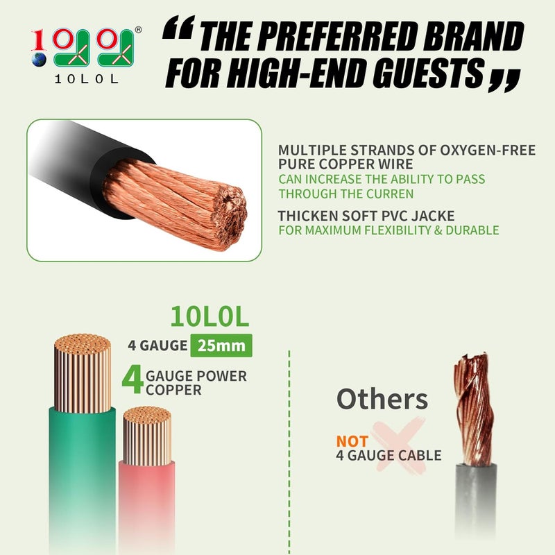 9.99WORLD MALL Golf Cart Battery Cable Set for EZGO TXT 1994-up 36V & 48V, 4 Gauge (5-Piece Set) - Image 2